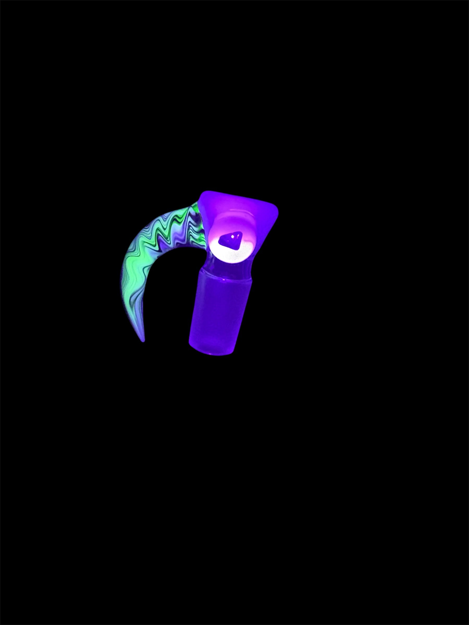 Lysergic glass art green with UV rewig horn and opal